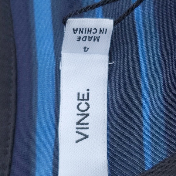 NWT Vince Silk Shibori Tie Dye Blouse Blue White Size 4 - Picture 2 of 13